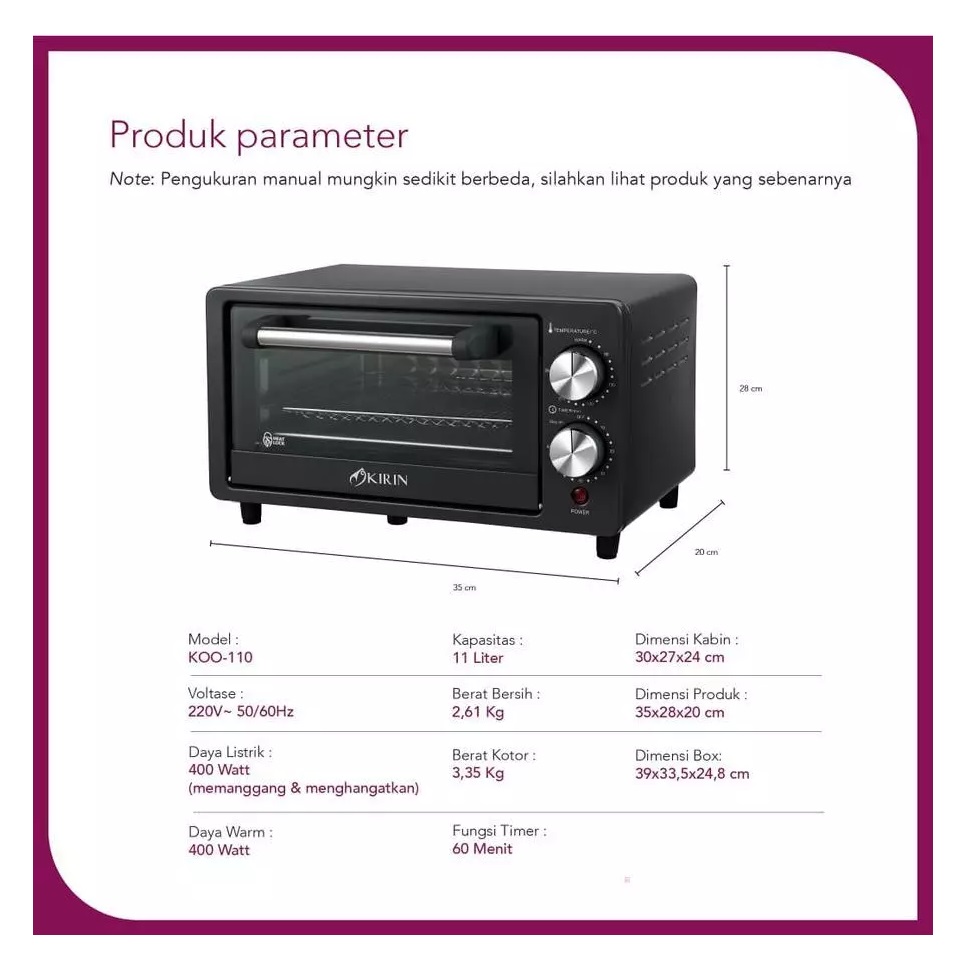 Kirin Oven Listrik + Microwave 11 Liter 5