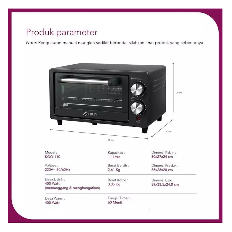 Kirin Oven Listrik + Microwave 11 Liter 5
