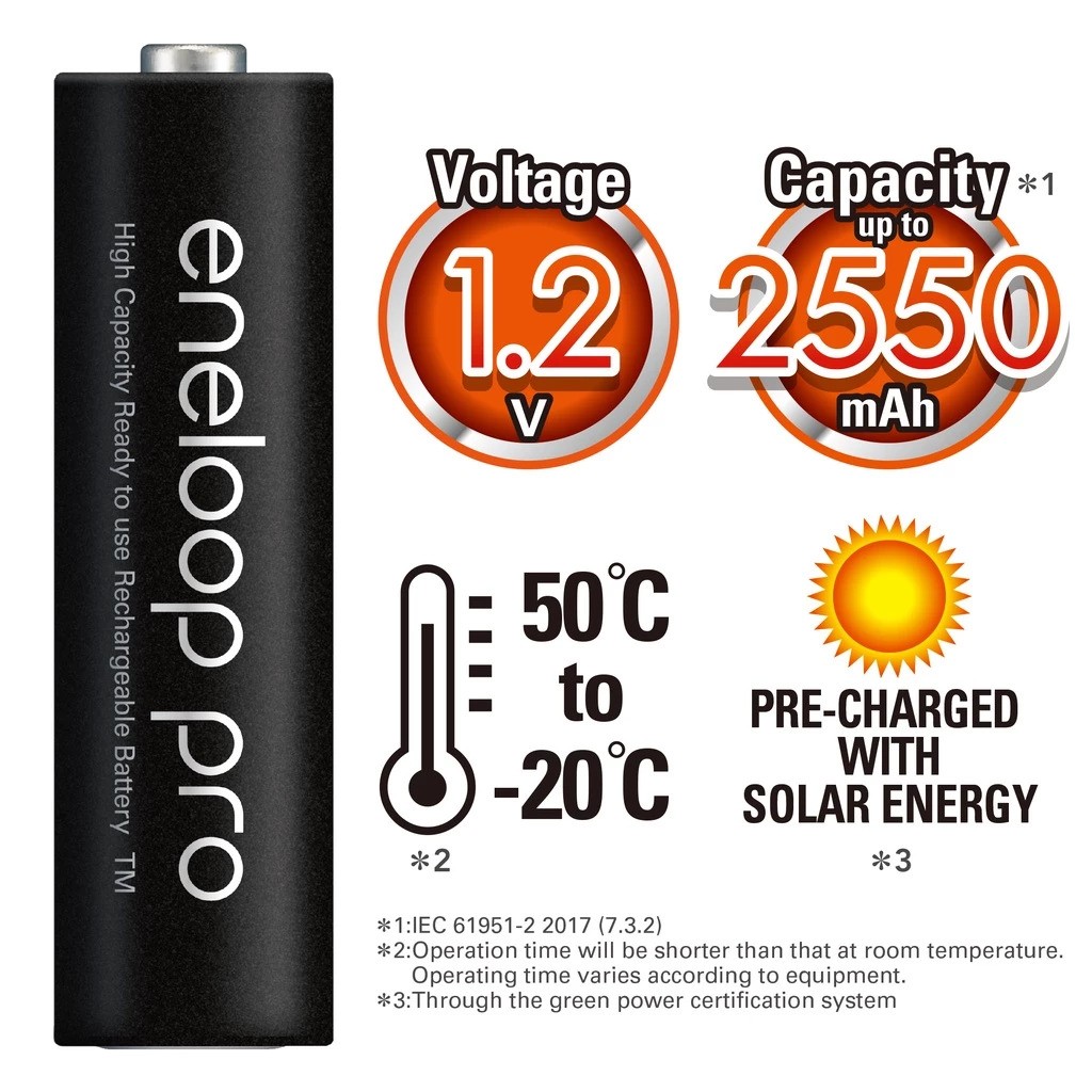 Eneloop Pro Ready to Use Rechargeable Battery AAA 2