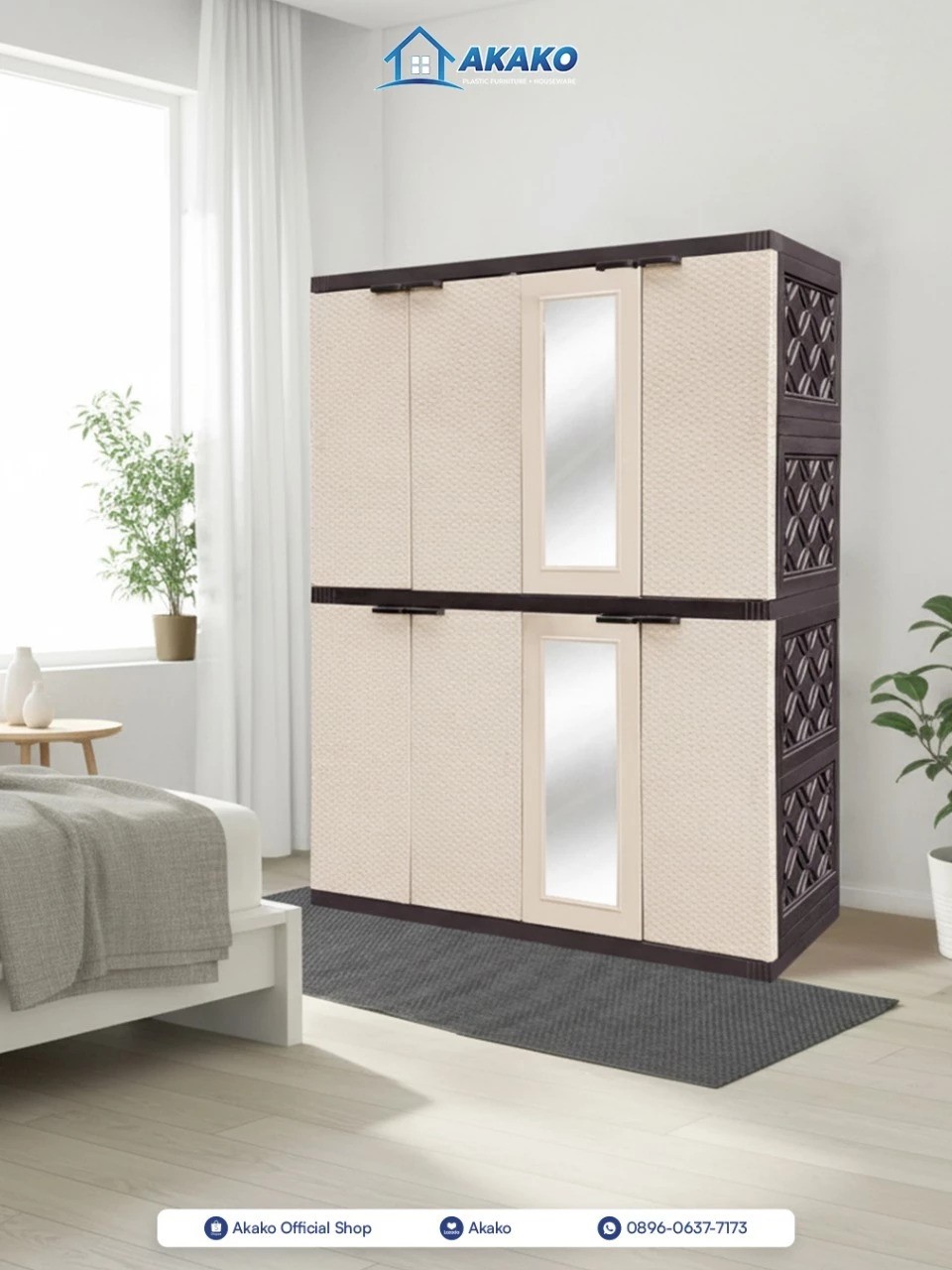 Akako Akako Lemari Ultimate 4 Pintu Rotan LP4PUP-R