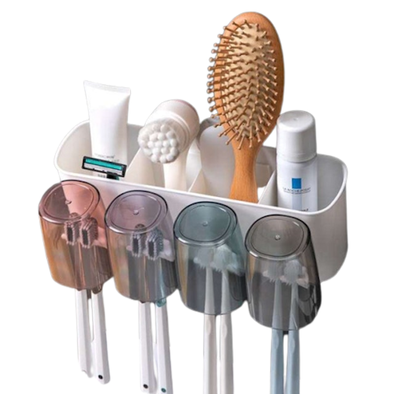 Toothbrush Holder Cup Set + Toothpaste Dispenser 1