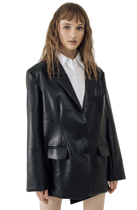 Bi Leather Oversized Blazer 1