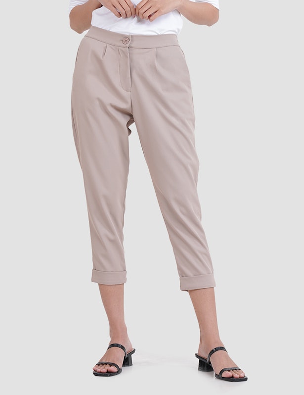 Celana Bahan Wanita Roll Up Khaki 1