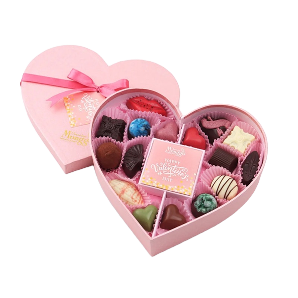 Chocolate Monggo Pralines Heart Shape Gift Box 16 pcs  