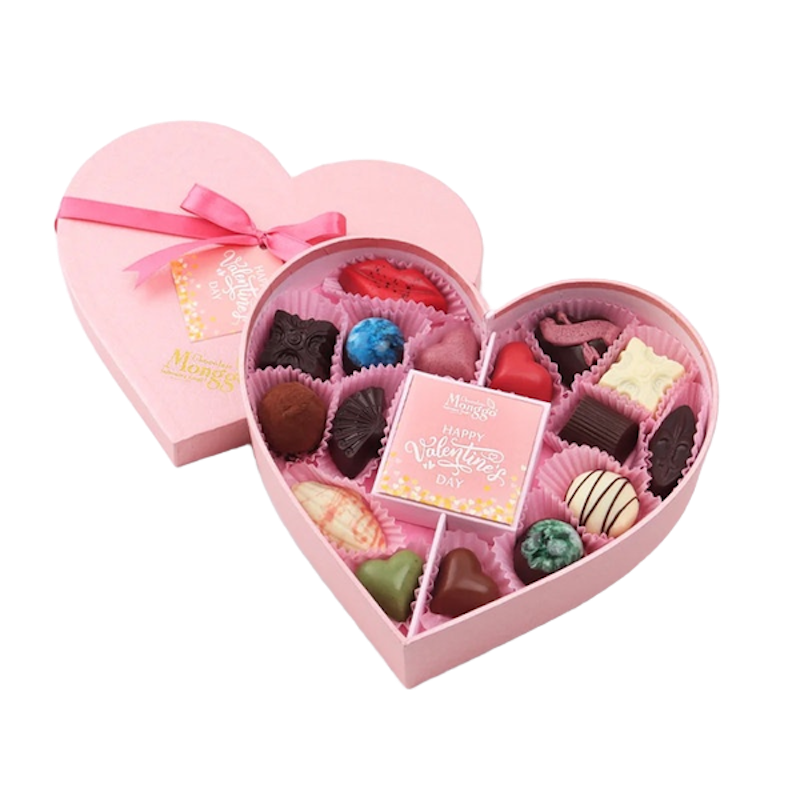 Chocolate Monggo Pralines Heart Shape Gift Box 16 pcs 1
