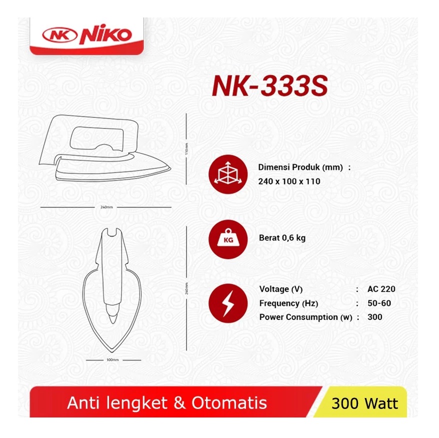 Niko Elektronik Indonesia Niko Setrika NK-333S