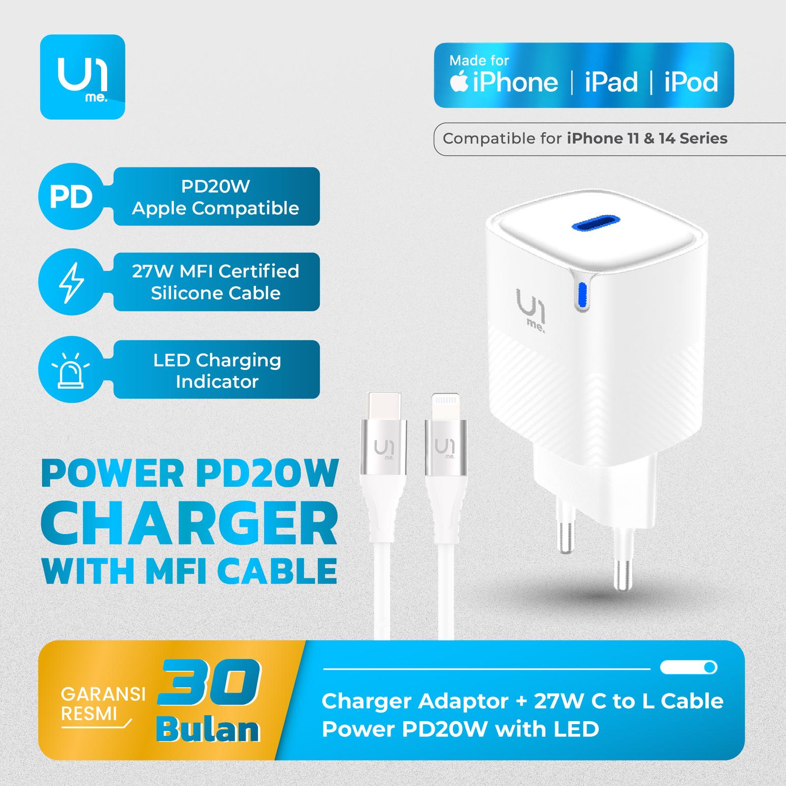 U1me. Power Charger PD20W with MFI Cable