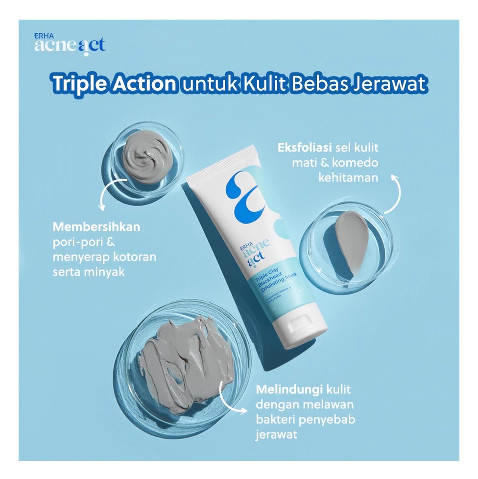 ERHA Clinic Indonesia ERHA Acneact Triple Clay Blackhead Exfoliating Mask