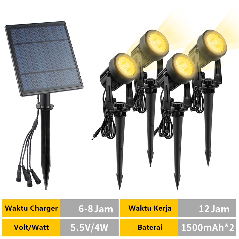  QIMEDO Lampu Taman Tenaga Surya 4PCS