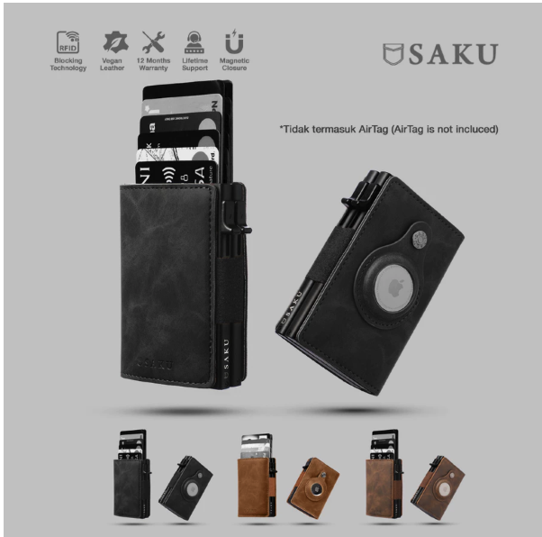 SAKU Dompet Kartu AirTag Kulit