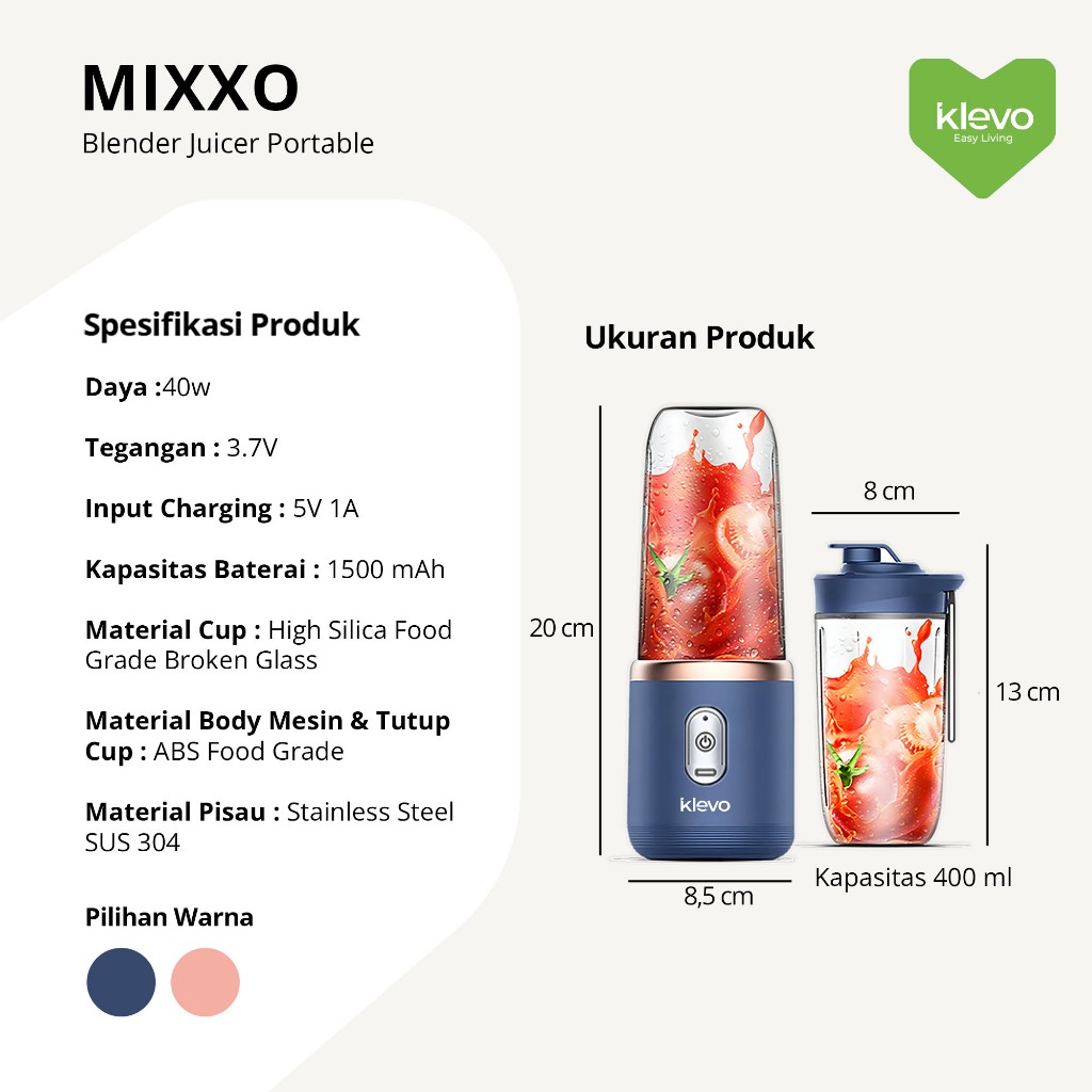  KLEVO Mixxo Blender Juicer Portable