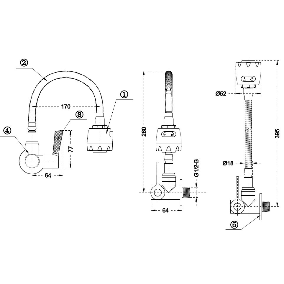Onda Mega Industri ONDA Kran Dapur V-TUL FLEXI Tanam 1/2"