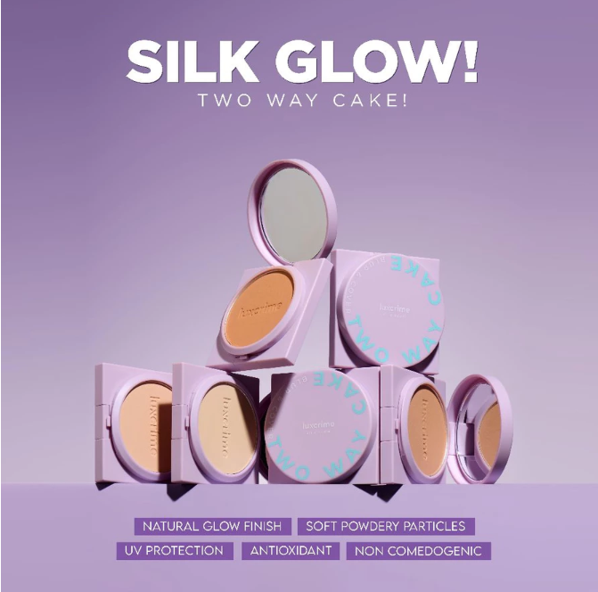 Luxury Cantika Indonesia Luxcrime Blur & Cover Two Way Cake Silk Glow Cream Puff