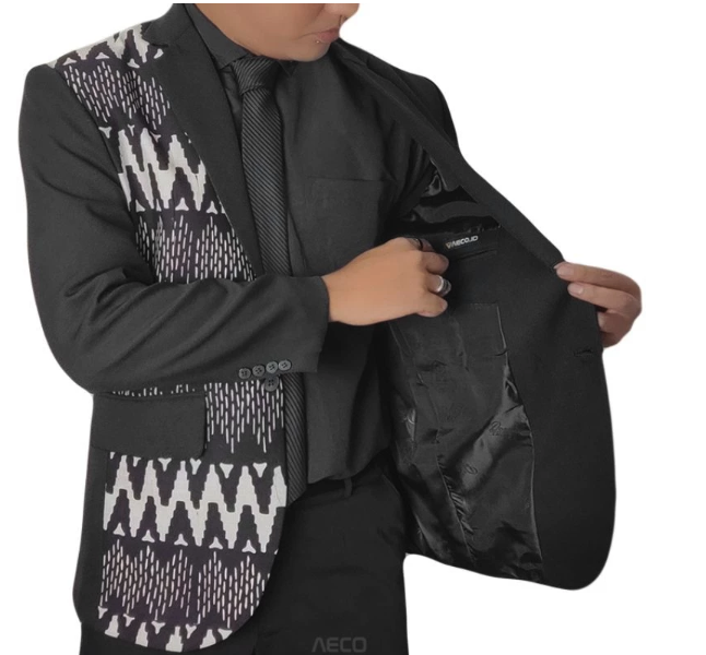  AECO Jas Blazer Batik Rumi Hitam