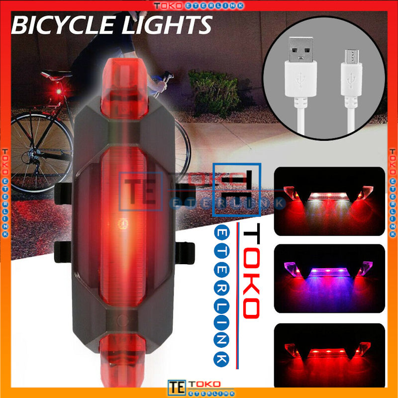 Lampu Belakang Sepeda LED USB 3