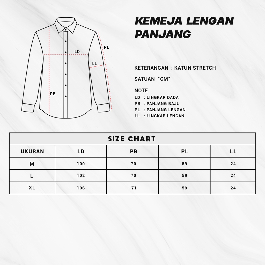 Kemeja Polos Pria Lengan Panjang IP Man