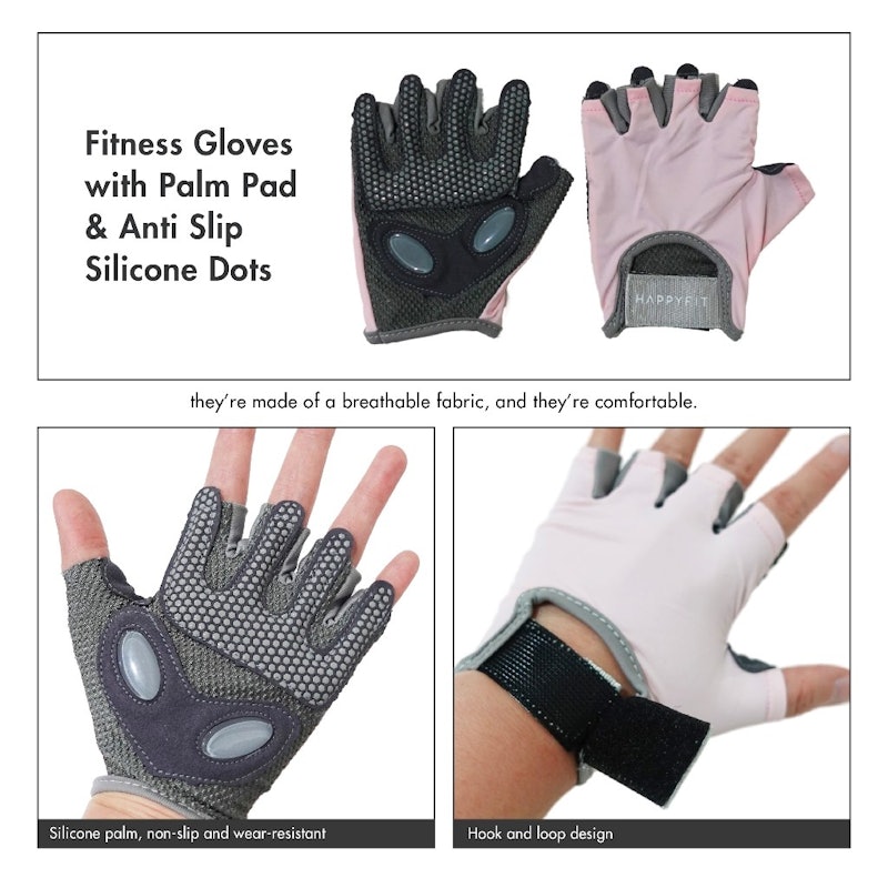 HappyFit Fitness Gloves with Palm Pad and Anti Silicone Dots 3