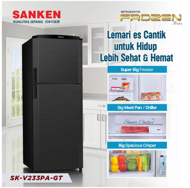 Sanken Argadwija Sanken Lemari Es 2 Pintu SK-V233PA-GT