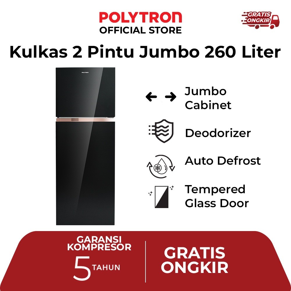 Hartono Istana Teknologi Polytron Kulkas 2 Pintu Belleza Jumbo 260 Liter  PRW 29MNX