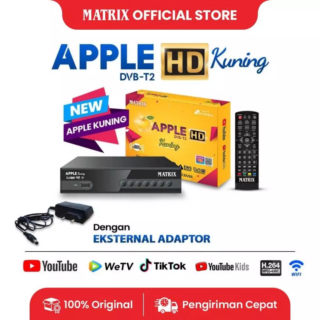 Stella Satindo MATRIX Set Top Box Apple Kuning  DVBT2 HD