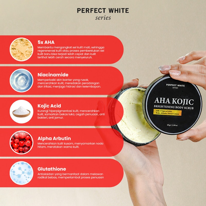 Perfect White AHA Kojic Brightening Body Scrub 4