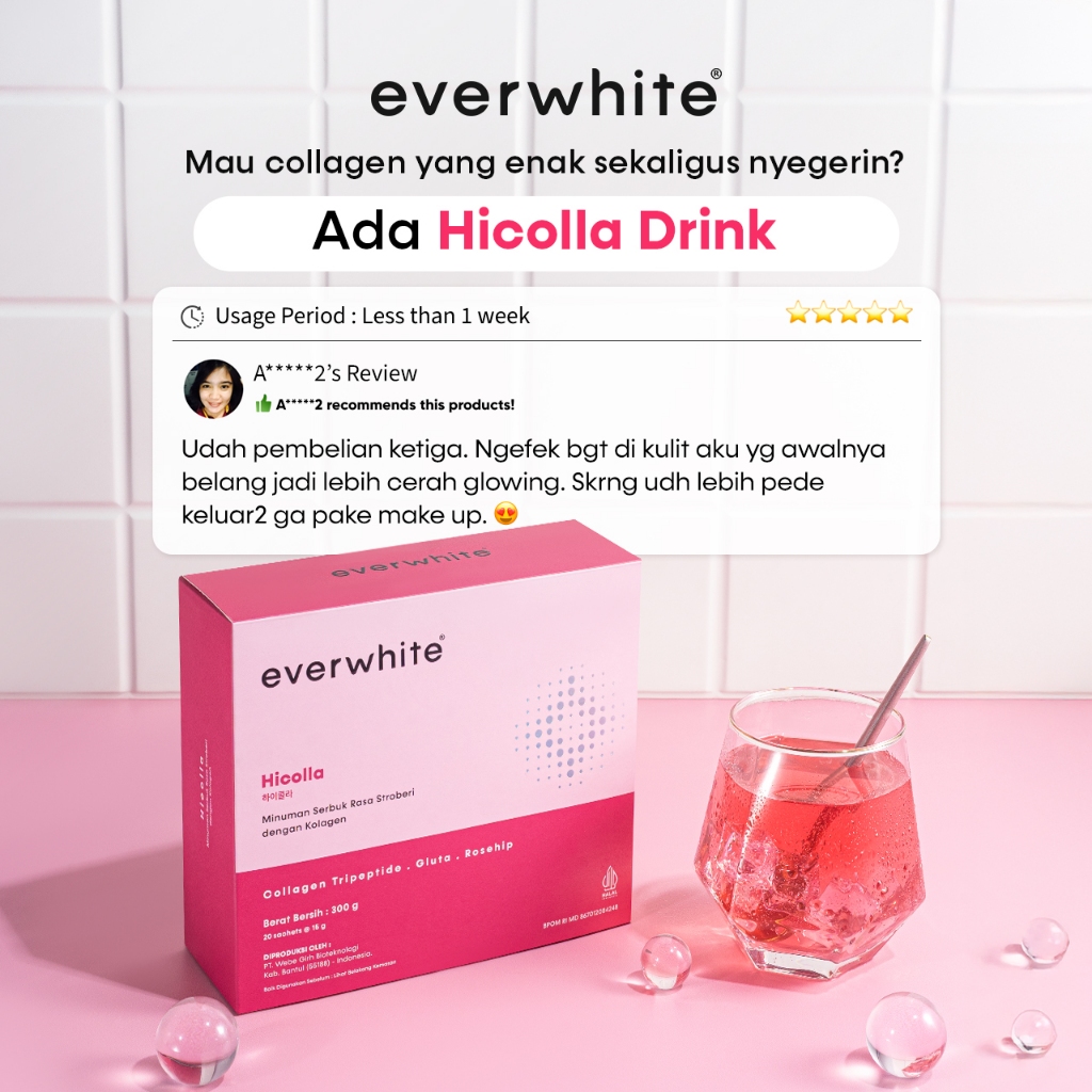 Hicolla Minuman Serbuk Rasa Stroberi dengan Kolagen 5