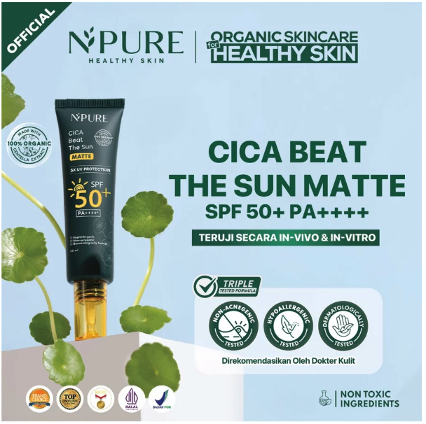Penta Natural Kosmetindo N'PURE Cica Beat The Sun Matte SPF 50+ PA++++