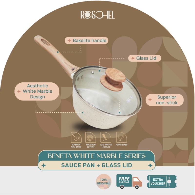 Roschel Beneta White Marble Series Sauce Pan 3