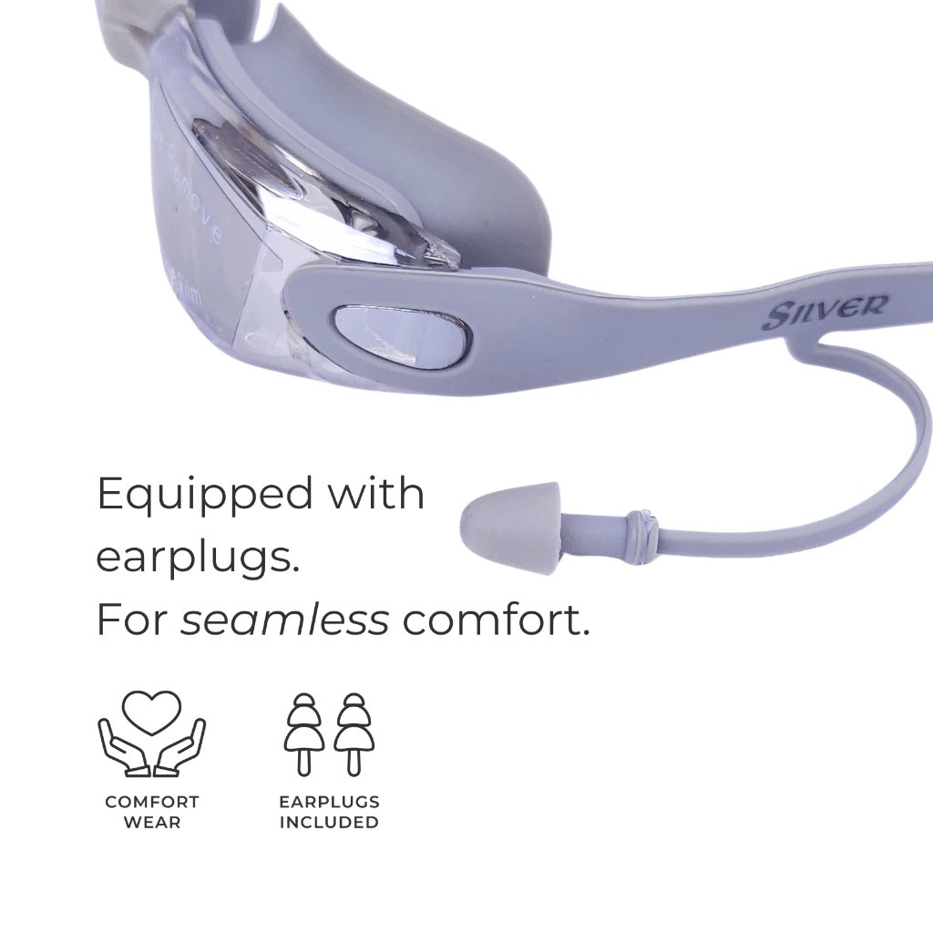 Silver Sports Silver Adult Mirrored Swim Goggles with Earplugs 67292.1938M
