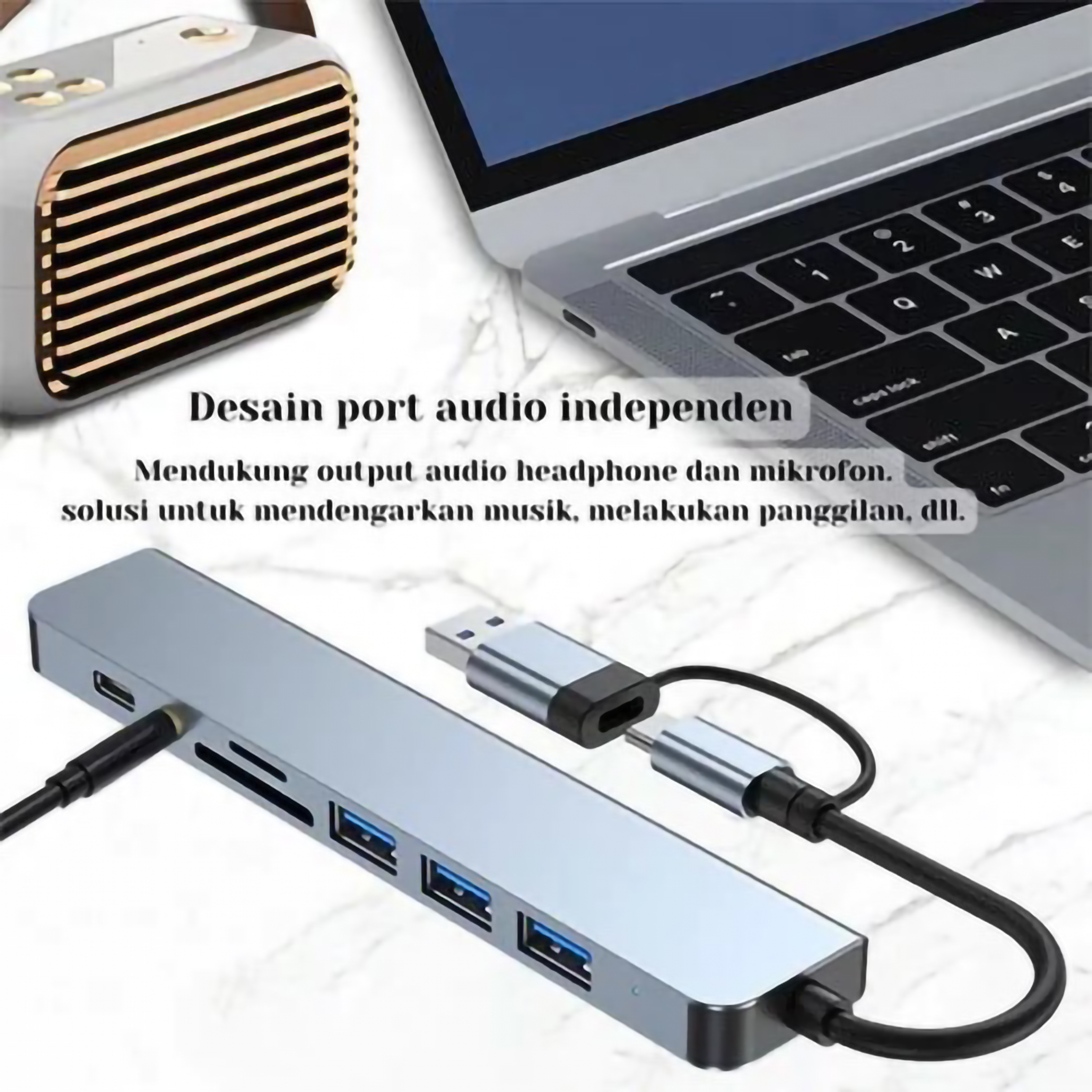Metrindo Komunikasi MeTiKo 8-in-1 USB Type-C Hub ST-8in1