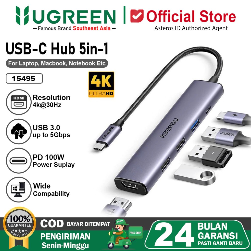 Ugreen Group Ugreen USB-C Hub 5 in 1 Multifungsi 15495