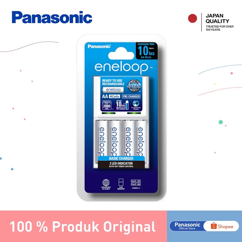 Eneloop Charger Kit + 4 Battery Rechargeable AA 3