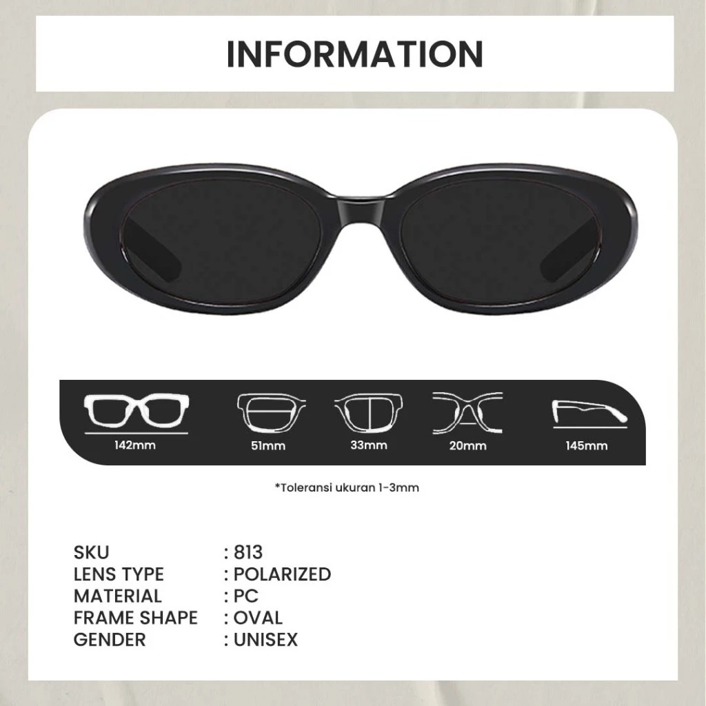 Berrybarton Kacamata Hitam Oval Retro Polarized 5