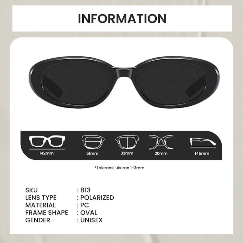 Berrybarton Kacamata Hitam Oval Retro Polarized 5