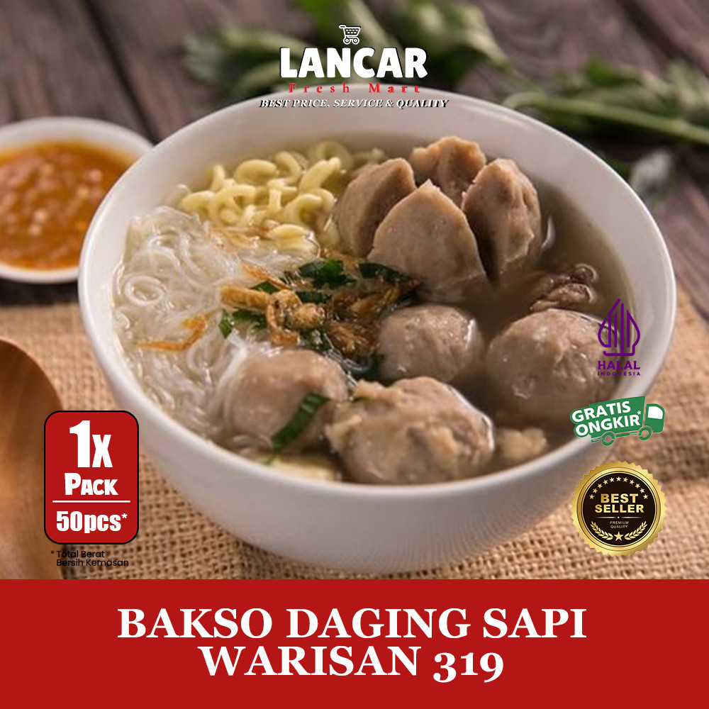 WARISAN 319  WARISAN 319 Bakso Daging Sapi Urat Isi 50 pcs 