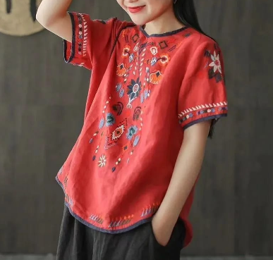  Atasan Lengan Pendek Divya Blouse Bohemian Bordier Etnic 2