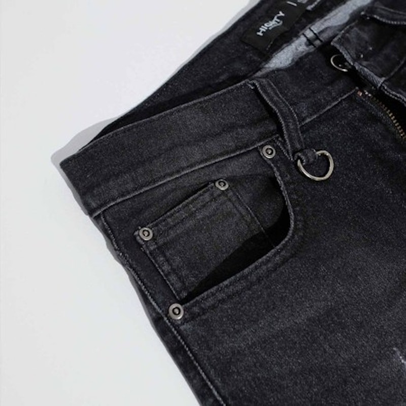 HIGHTY Black Charcoal Washed Ripped Jeans Pants 2