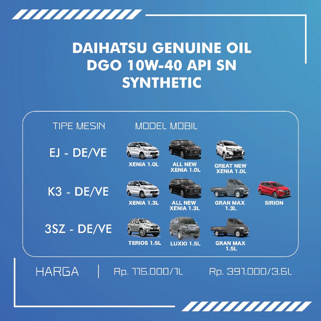 Pertamina Lubricant Daihatsu Genuine Oil 10W-40 API SN Synthetic