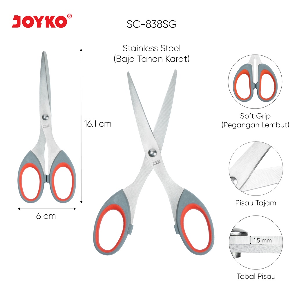 Atali Makmur JOYKO Scissors Soft Grip Stainless Steel SC-838SG