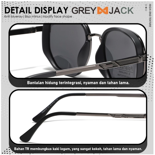 Grey Jack Eyewear Indonesia Grey Jack Retro Sunglasses Polarized Anti UV400 6015