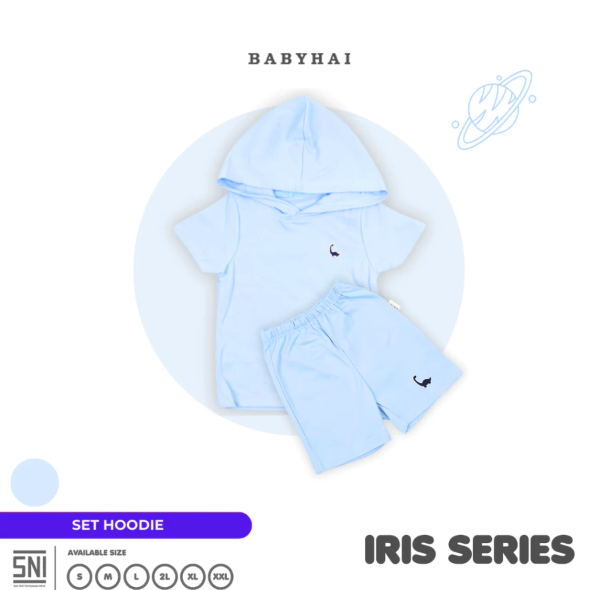 Babyhai Sahabat Anda BABY HAI Iris Set Set Hoodie Seri Biru