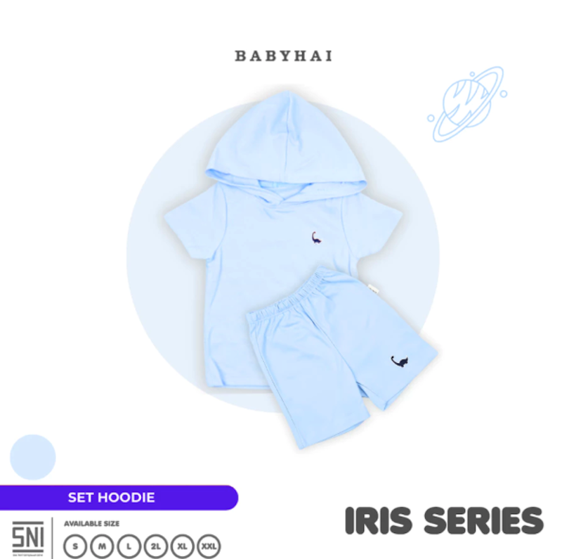 BABY HAI Iris Set Set Hoodie Seri Biru 5
