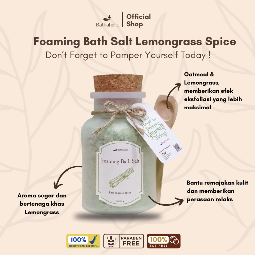 Bathaholic Foaming Bath Salt Natural Aromatherapy