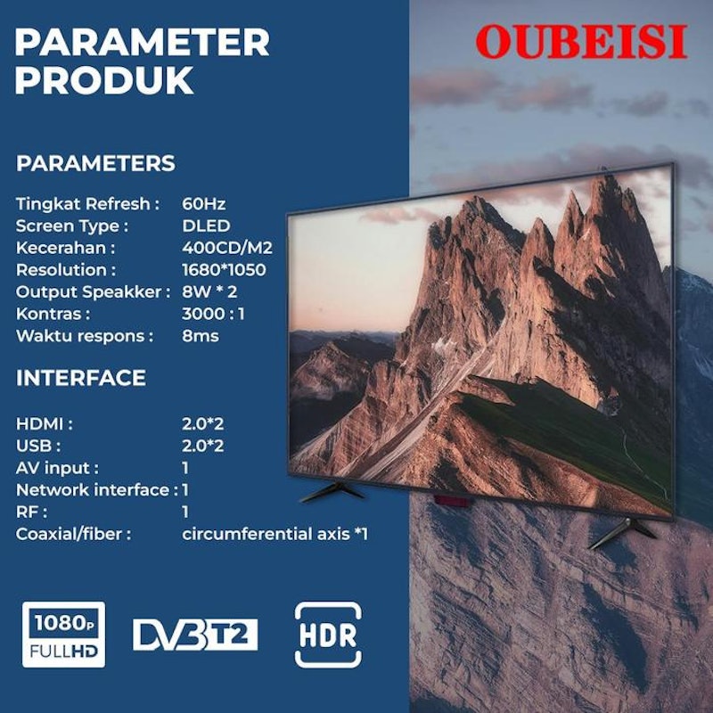 OUBEISI TV Digital 21 inch 4