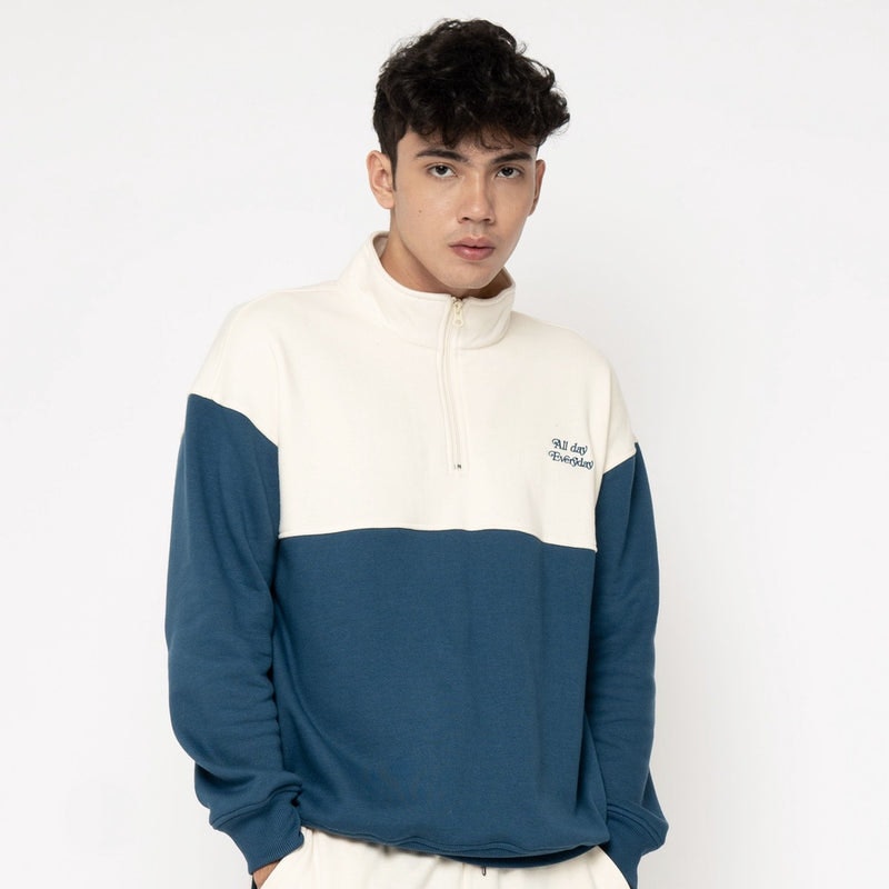 Half Zip Mock Neck Fleece Back On Track Biru 2