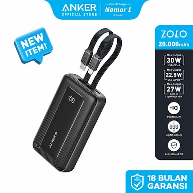 Anker Zolo Power Bank Built-in Dual Cables 20.000 mAh 2