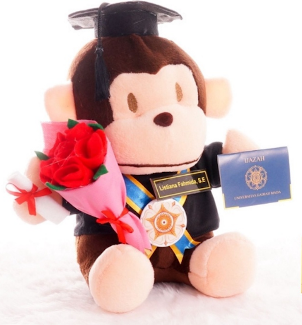 Boneka Wisuda Baby Monkey + Buket Bunga 1