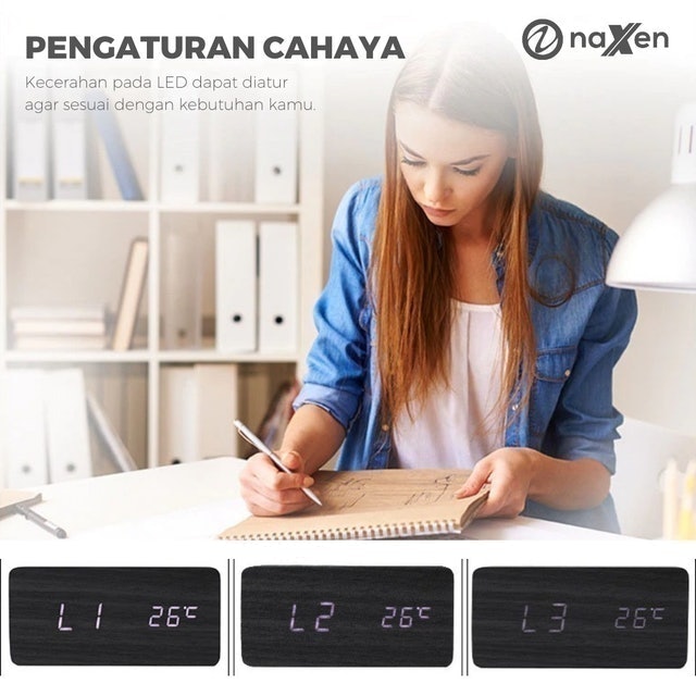 Naxen Digital Smart Clock Wood 1509