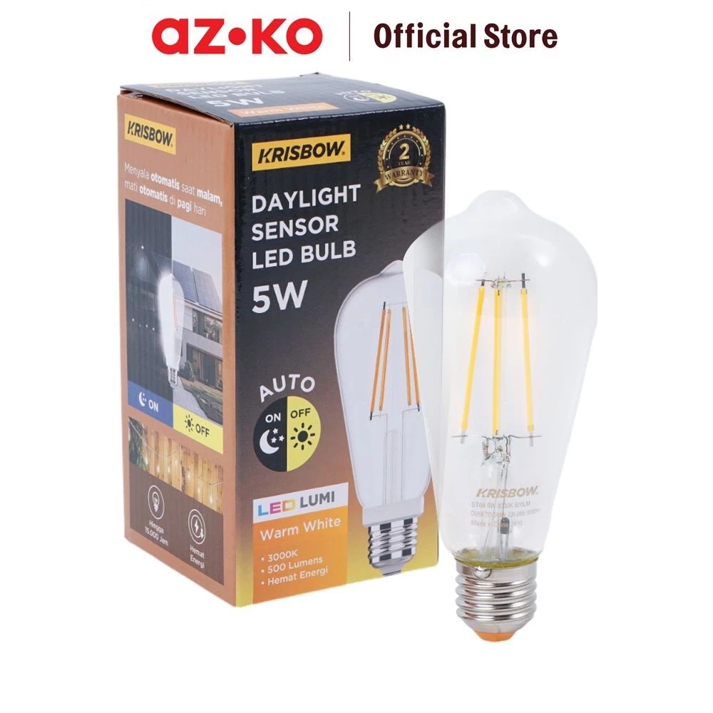 Krisbow Indonesia Krisbow® Bohlam LED Filamen 5 watt dengan Sensor Warm White ST64