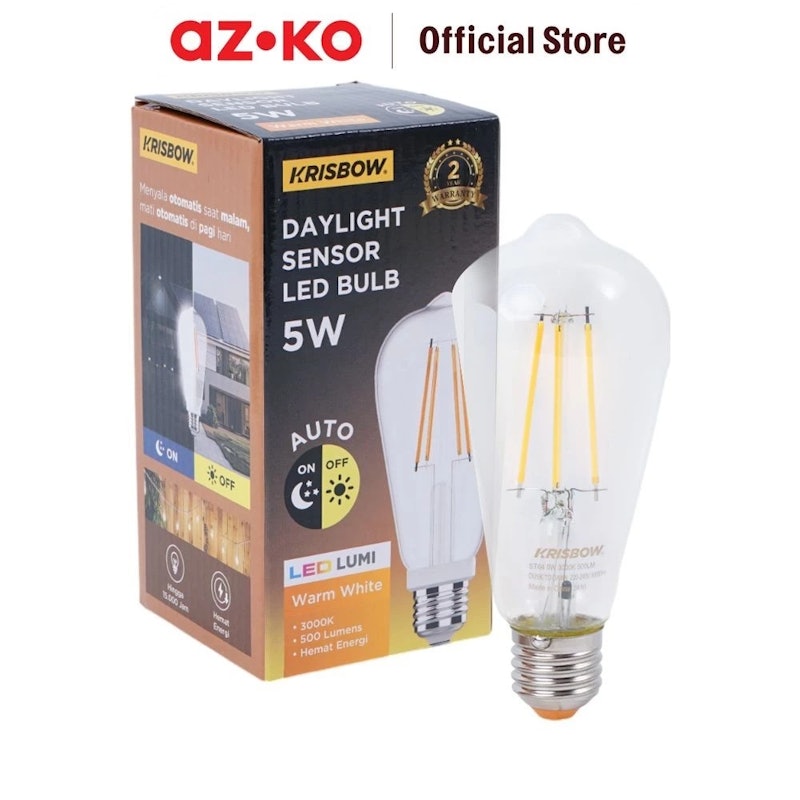 Bohlam LED Filamen 5 watt dengan Sensor Warm White 2